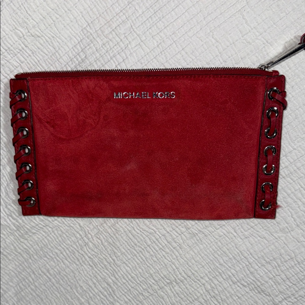 Michael Kors Scarlet Wristlet with Metallic Accents